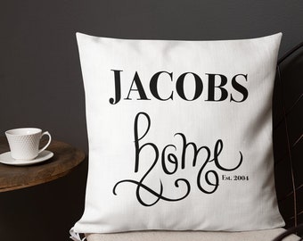 Personalized Family Name Pillow, Housewarming Gift, Farmhouse Decor
