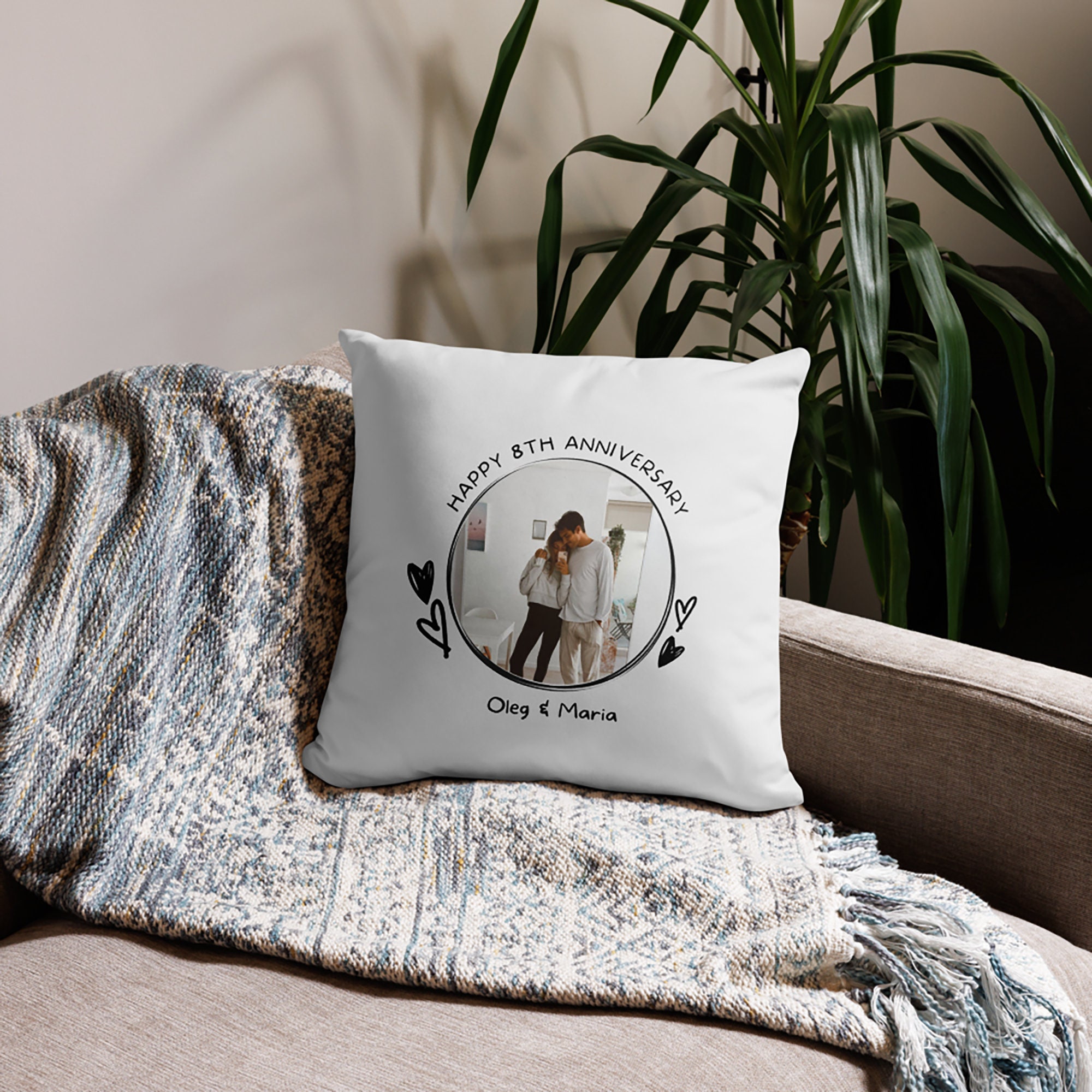Case Personalised 1st Wedding Anniversary Photo Cushion Custom Pillow