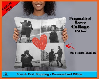 Personalized Photo Collage Pillow, Custom Anniversary Gift