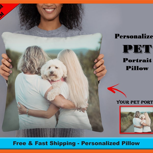 Custom Pet Pillow from your Pet Photo, Personalized Dog Remembrance Gift, Custom Cushion gift for her, Dog Mom Gift and Pet loss Gift.