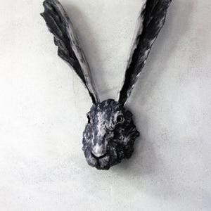 Rustic Hare Wall Sculpture —Limited Edition Hand-Painted Polystone Resin, Gothic Woodland Art (Final 45)
