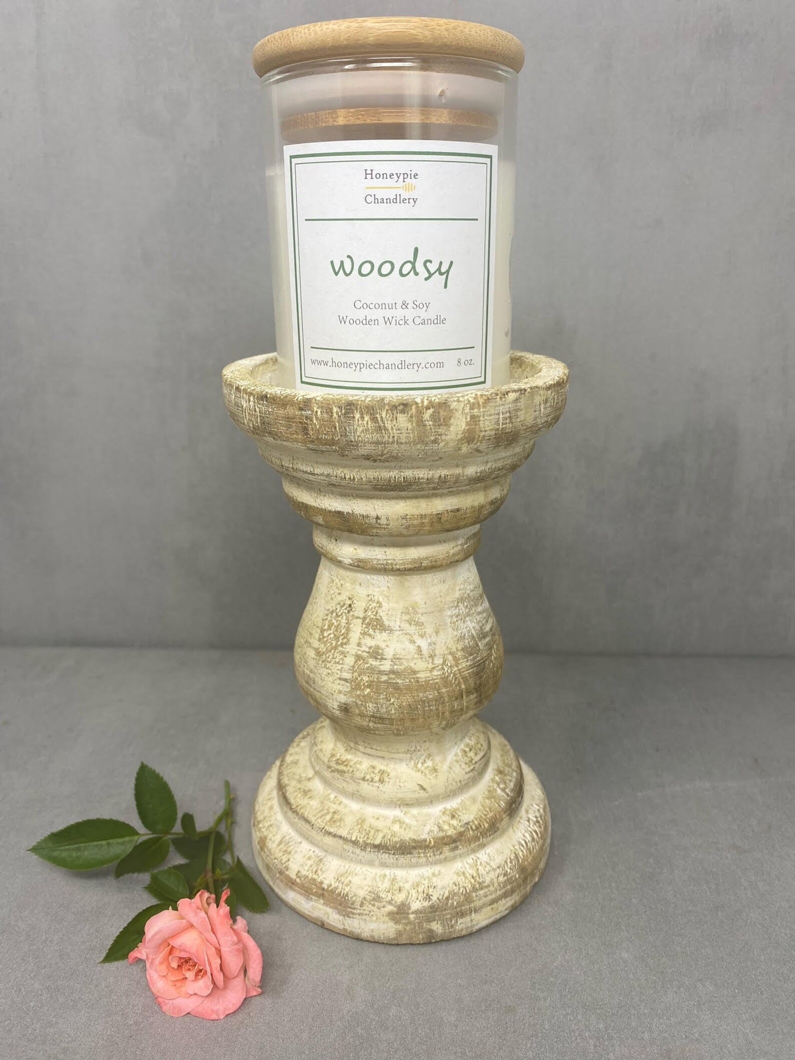 Whitewash Wood Candle Holder 6.25 inch Etsy