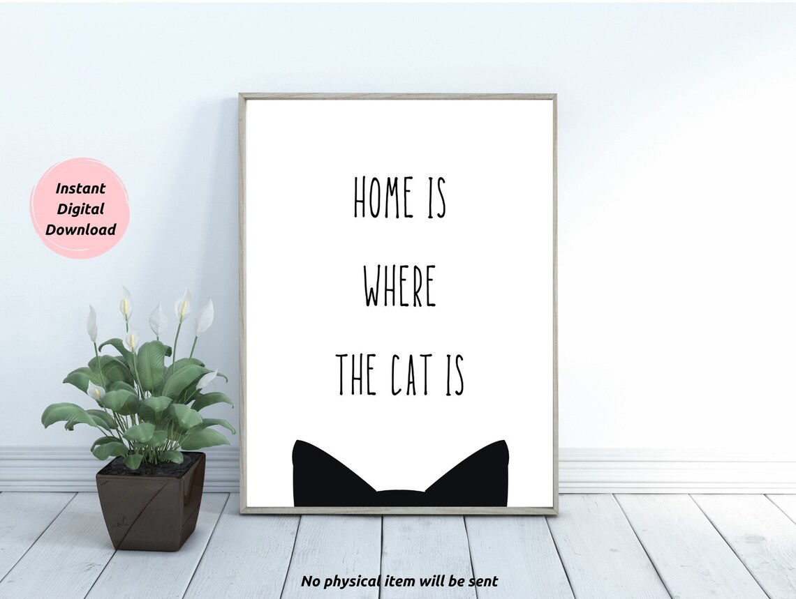 Home is Where the Cat is Cat Print Cat Lover Gift Funny Etsy