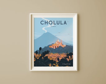 Cholula, Puebla Impresión de Bellas Artes / Majestic Mexico Travel Original Art Print Home Decor