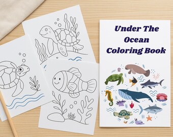 Libro para colorear bajo el océano / Páginas imprimibles de actividades marinas / Libro para colorear digital para niños / PDF educativo y divertido con temática oceánica