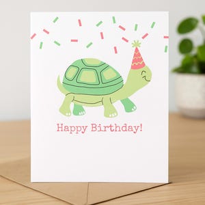 Carte d'anniversaire imprimable tortue - jolie carte pliable de joyeux anniversaire - téléchargement immédiat - carte d'anniversaire pour enfants - fichier numérique carte fête animal