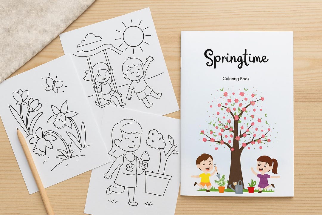 Spring Time Images Pdf Springtime Coloring Book - Printable PDF - 30 Pages of Fun Seasonal ...