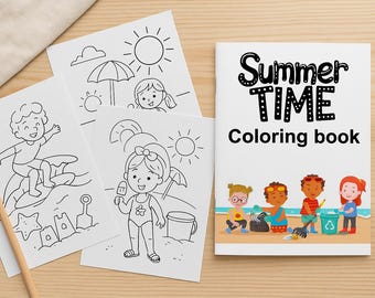 子供向けの夏の楽しい塗り絵 – 夏をテーマにした印刷可能なアクティビティブック – PDF 即時ダウンロード