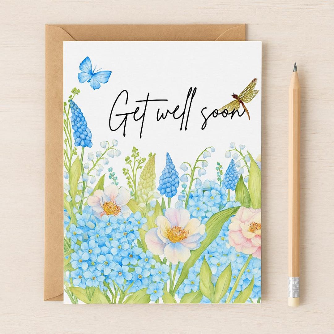 Get Well Soon Card – Printable Floral Greeting – Instant Download – 5x7 ...