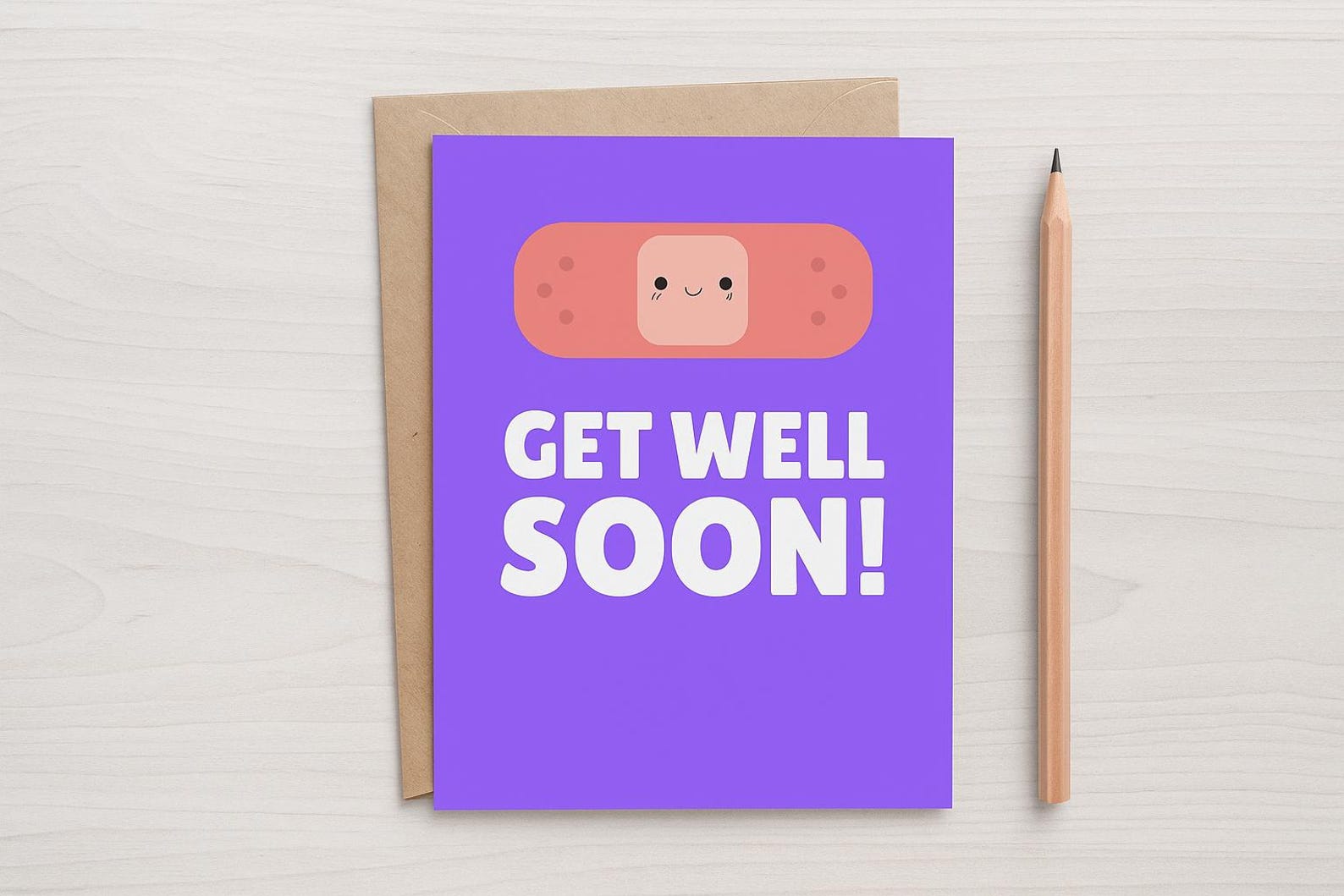 Get Well Soon Card – Cute Bandage Illustration – Printable Greeting ...