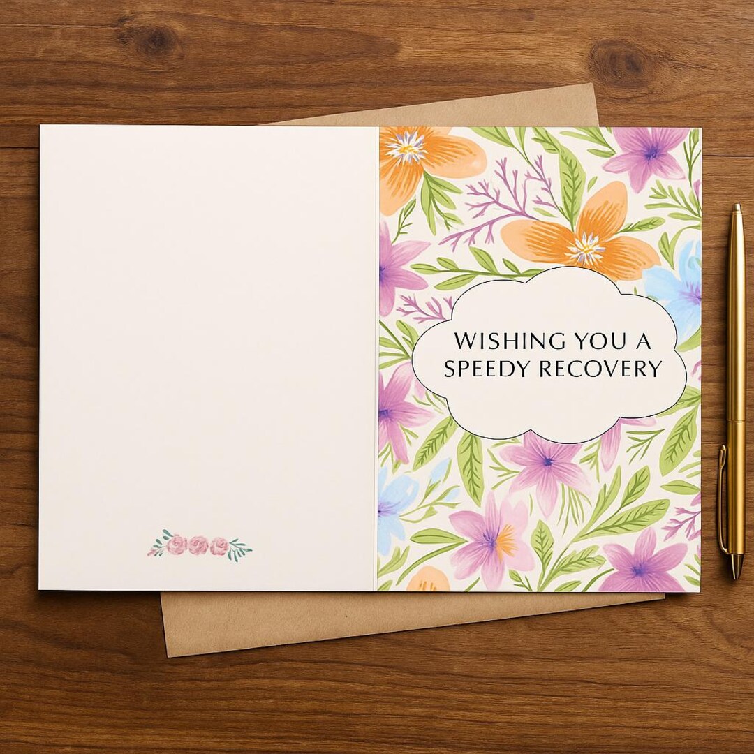 Printable Speedy Recovery Card | Get Well Soon Floral Greeting Card ...