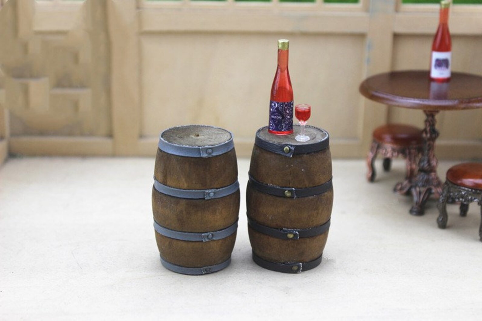 Miniature Wooden Wine Barrel Dollhouse Storage Wine Cellar Etsy
