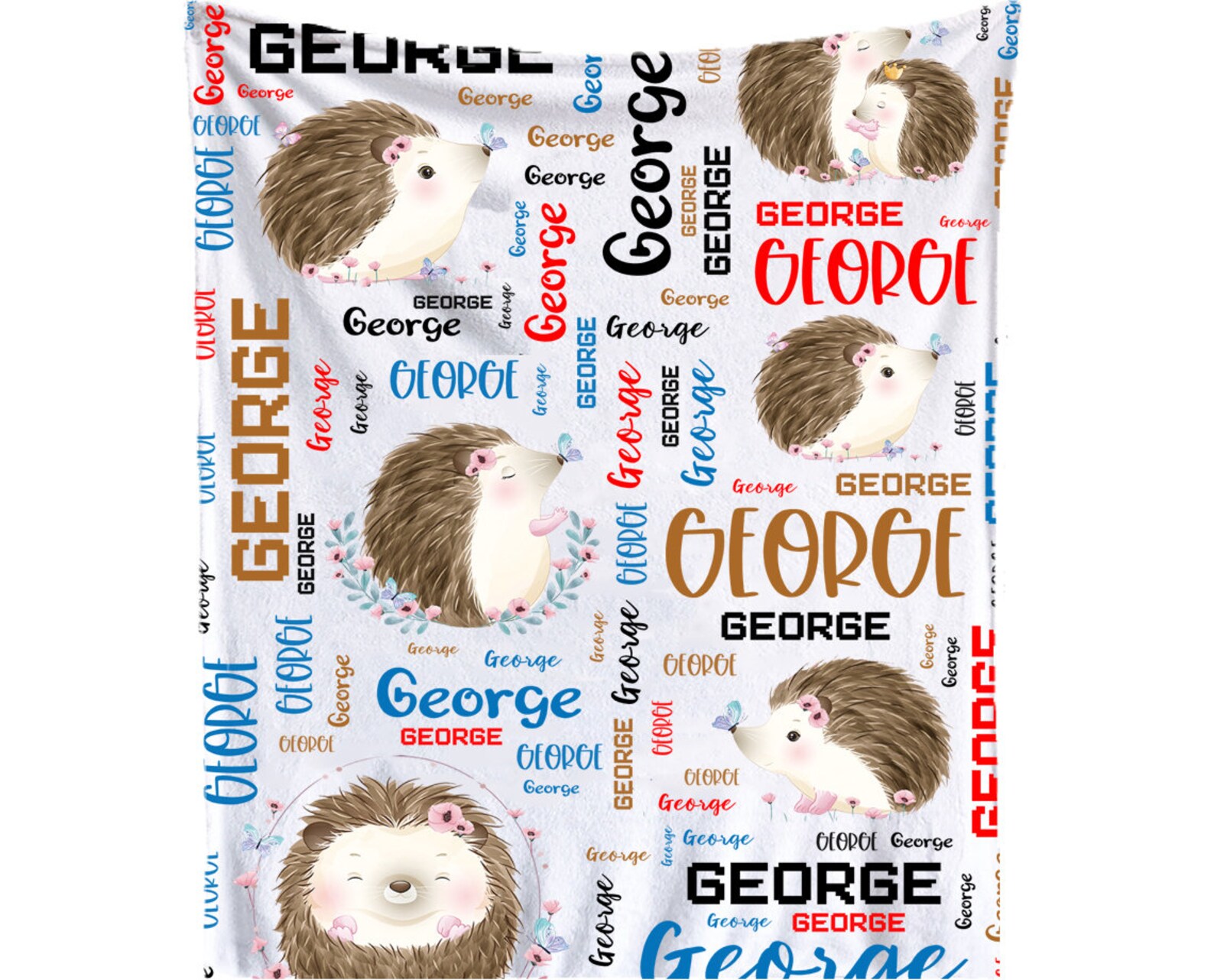 Personalized Hedgehog Blanket Animal Throw Blanket Custom Name Etsy