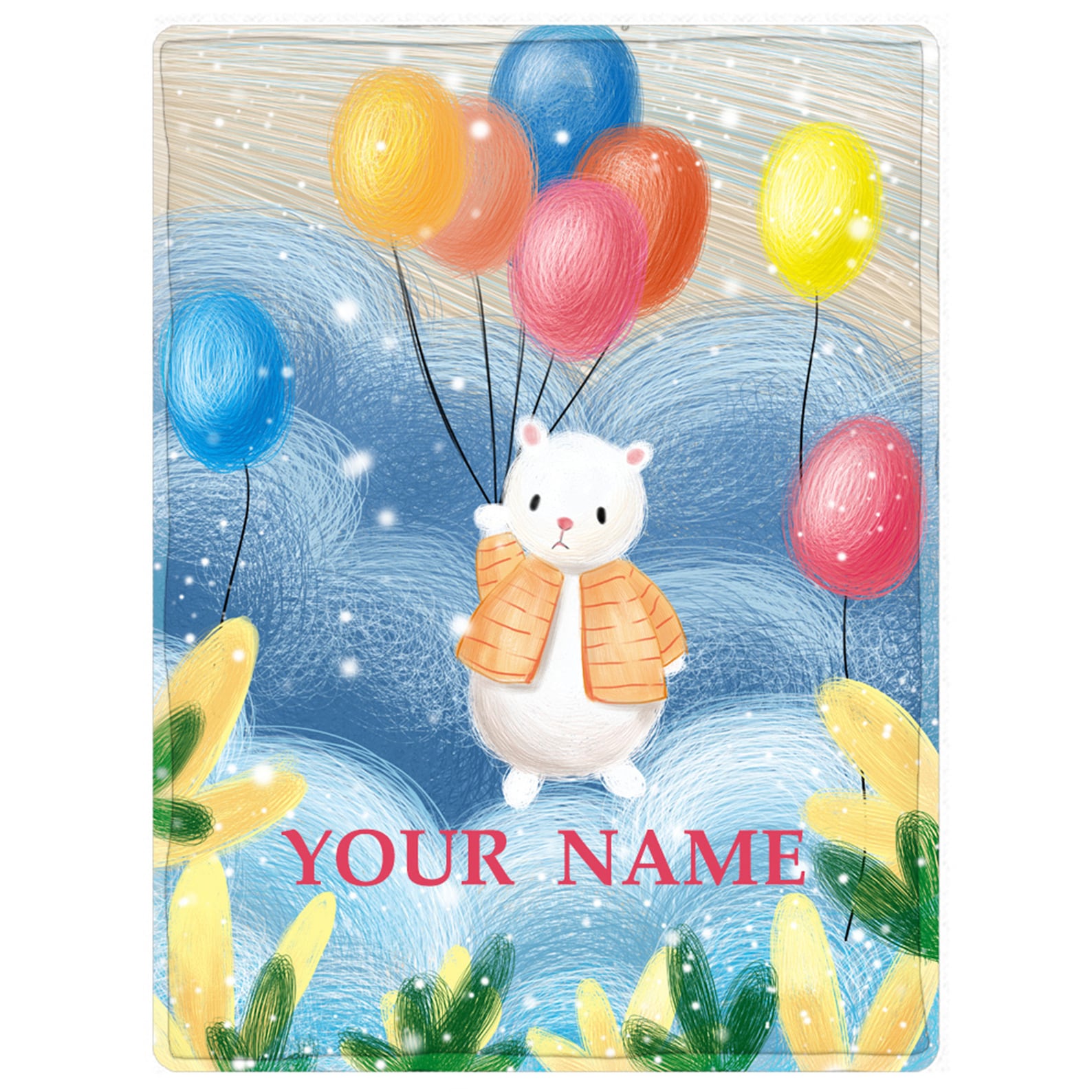 Personalized Bear Baby Blanket Colorful Balloon Throw Blanket Etsy