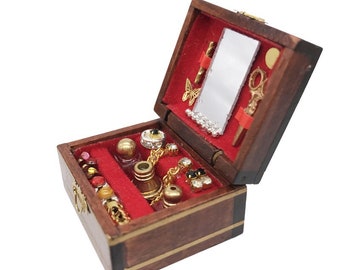 1pc 1:12 Scale Dollhouse Miniature Filled Wooden Jewelry W7B0 Accessorie K1P0
