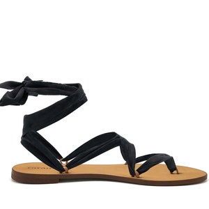 Rarámuri ribbon sandals / slippers with interchangeable ribbons - Cancun vegan model - black ribbon included