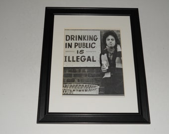 Framed Billy Joel "Drinking in Public" b/w Promo 1973 print 14"x17"