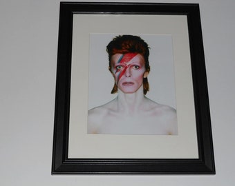 Large Framed David Bowie Aladdin Sane Alternate Cover (eyes open) Thin White Duke 24" x 20"  1973 Album Cover Print