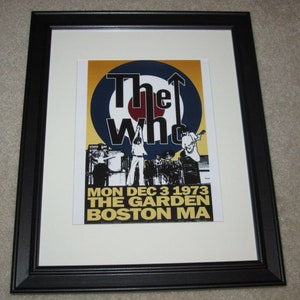 Framed The Who Boston Concert Mini Poster 12-3-1973, 14" x 17" The World's LOUDEST Band!