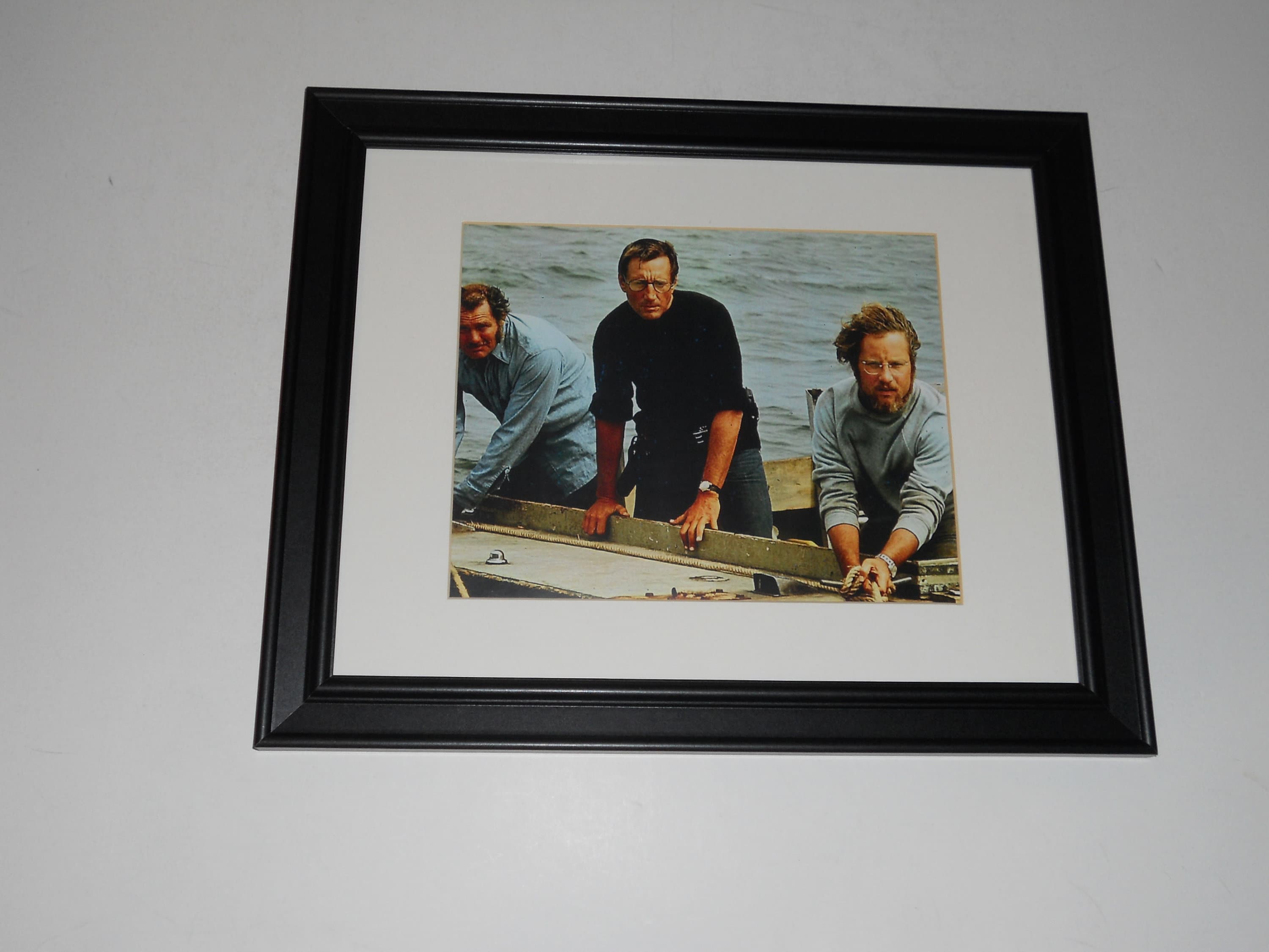 Framed Jaws 1975 Promo Print Hooper, Quint, Brody on the ORCA Jaws 14 X