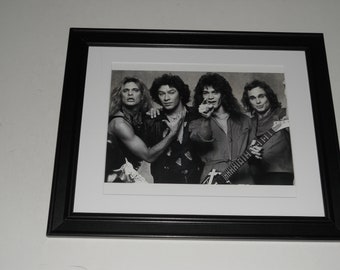 Large Framed Van Halen David Lee Roth, Eddie Van Halen Alex 1979 b/w 24" x 20"