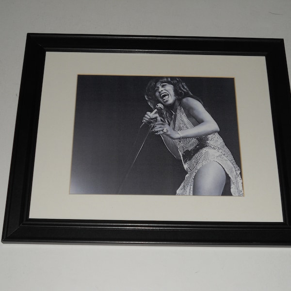 Framed Tina Turner (Ike and Tina) b/w on Stage 1971 14" by 17"