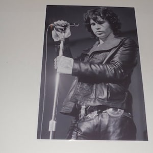 Large Jim Morrison The Doors on Stage in Leather 1968 with Mic Poster 19"x13"