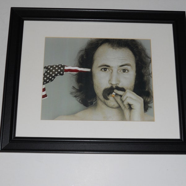 David Crosby with "Gun" to the head & joint 1970 Framed Print 14" by 17"