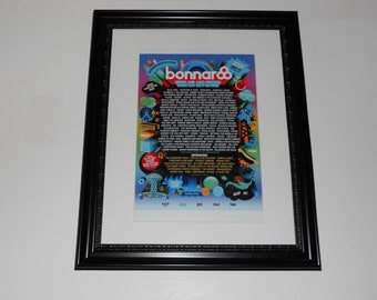 Large Framed Bonnaroo 2015 Poster All Bands Listed Mumford and Sons, Billy Joel, Deadmaus 24" by 20"