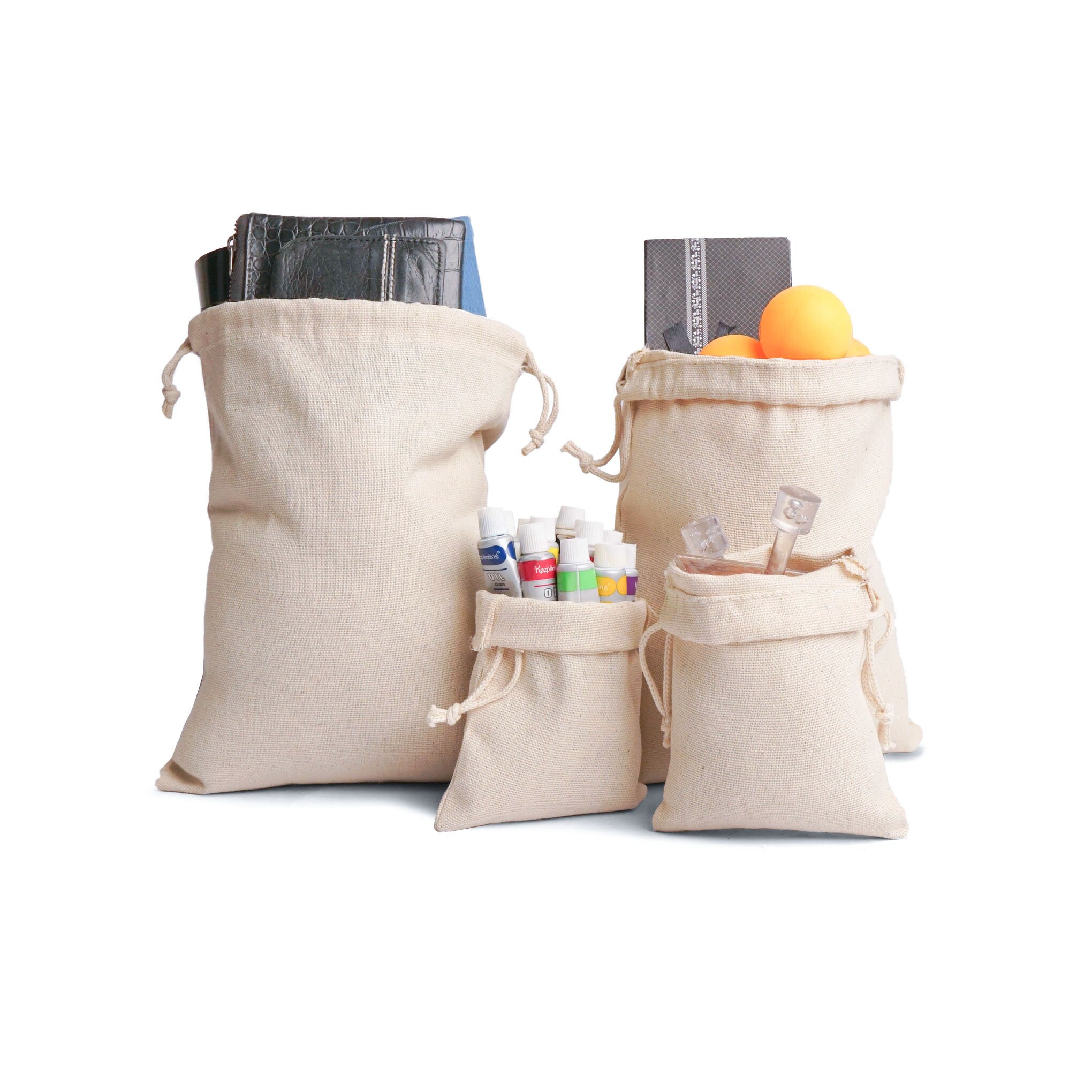 Thick Drawstrings 6 X 10 Inches Canvas Cotton 200 GSM Thick Fabric Double Drawstring Bags ...