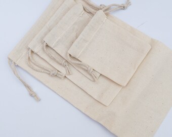 8 x 12 Inches Cotton Double Drawstring Bags. 100% Organic Cotton Reusable Premium Storage Bags - Gift & Party Favor Bags. Quantity: 100