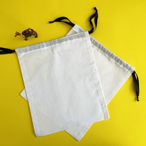 10 x 12 Inches Cotton Double Drawstring Reusable Storage Muslin Bags with Black Ribbon Drawstring - Food Storage, Gift & Party Favor Bags