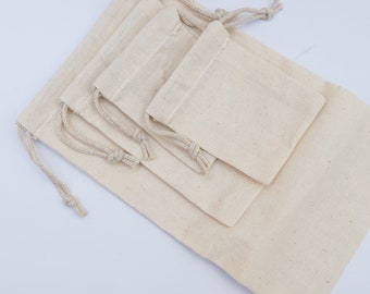 10 x 12 Inches Cotton Double Drawstring Bags. 100% Organic Cotton Reusable Storage Muslin Bags - Cotton Produce Bag - Gift & Party Favor Bag