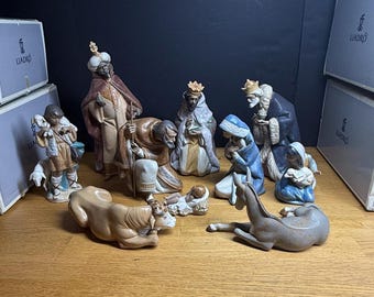 LLADRO Vintage 1987 NATIVITY SET 10 pc Gres Finish Figurines Mint