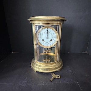 TIFFANY & CO. Very Rare France Antique Carriages Eleppsic CLOCK in Bronze With Gold Accent 11" Hight