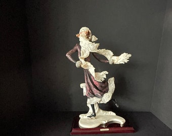Giuseppe ARMANI Figurine Vintage Statuetta In pensione "WINTER SKATER" 0542-C 15"x9,5"