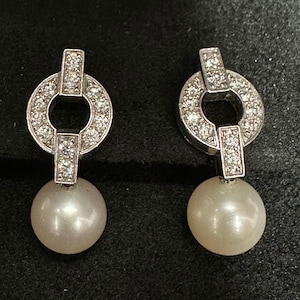 CARTIER RaroOro blanco de 18 quilates, diamante, perla cultivada, PENDIENTES MAEVA Colección Himalia