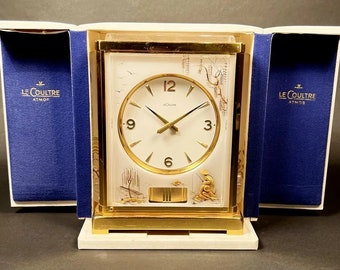 Le COULTRE   Vintage ATMOS Lucite Marina CLOCK  Swiss 24 kt Gold Plate Brass With Glass 15Jewels