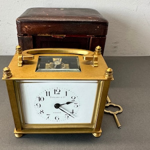 ANTIQUE TIFFANY and Co. Carriage CLOCK, With Case and Key Included, 1920th Working