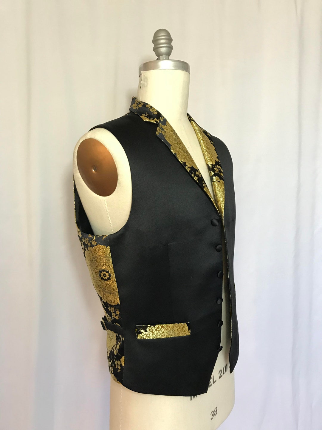 BEAUTIFUL BLACK VEST With Gold Color Thread Finish for Man Etsy