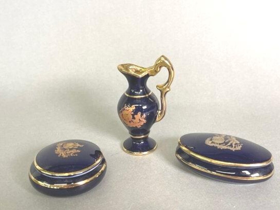 美品⭐️イタリア製】T.Limogesリモージュ青い花柄 バスルーム3点セット