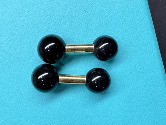 TIFFANY & Co. Vintage 14K Yellow Gold Onyx CUFFLINKS