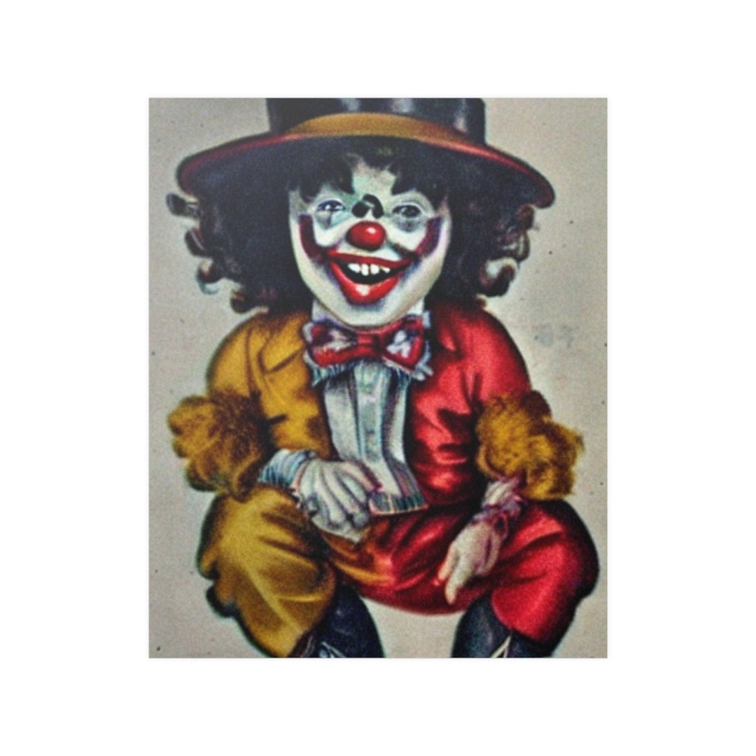 Retro Clown Wall Art Clown Home Decor Wall Art Canvas Etsy