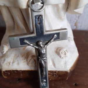 Antikes Kruzifix eingelegter Anhänger. Französisch, Edwardian, Vintage Schmuck, ungewöhnliches Geschenk. Religiöser Gegenstand