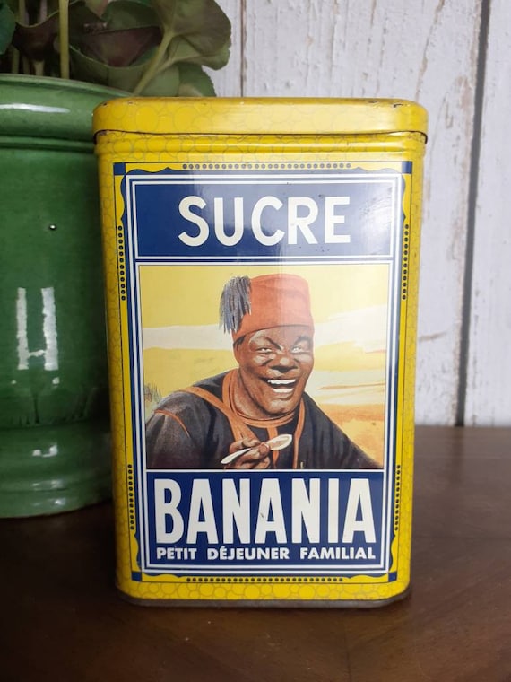 Vintage Banania Tin, French Tin Canister, Sucre, Promotional French Tin 