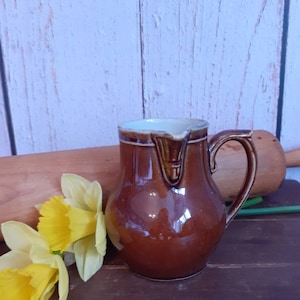 French vintage milk jug,creamer, side handle jug, rustic french milk jug, functional kitchenalia, milk jug. Rustic farmhouse kitchen