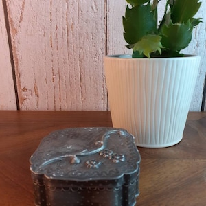 Trinket box pewter french vintage, rustic jewellery box, pewterware, art deco collectable,  unusual gift