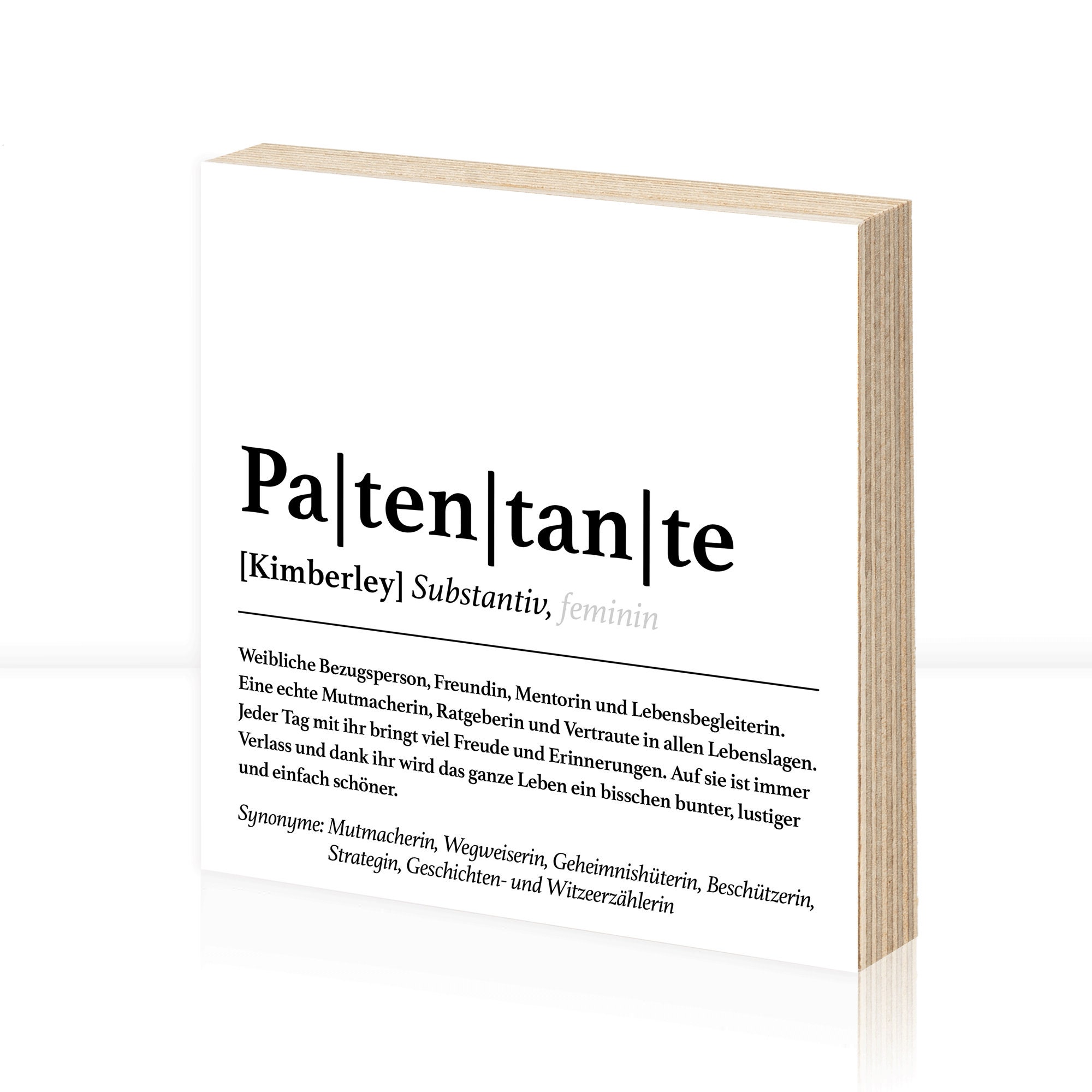 Patentante Definition | Personalisiertes Geschenk | Holzbild zur Taufe