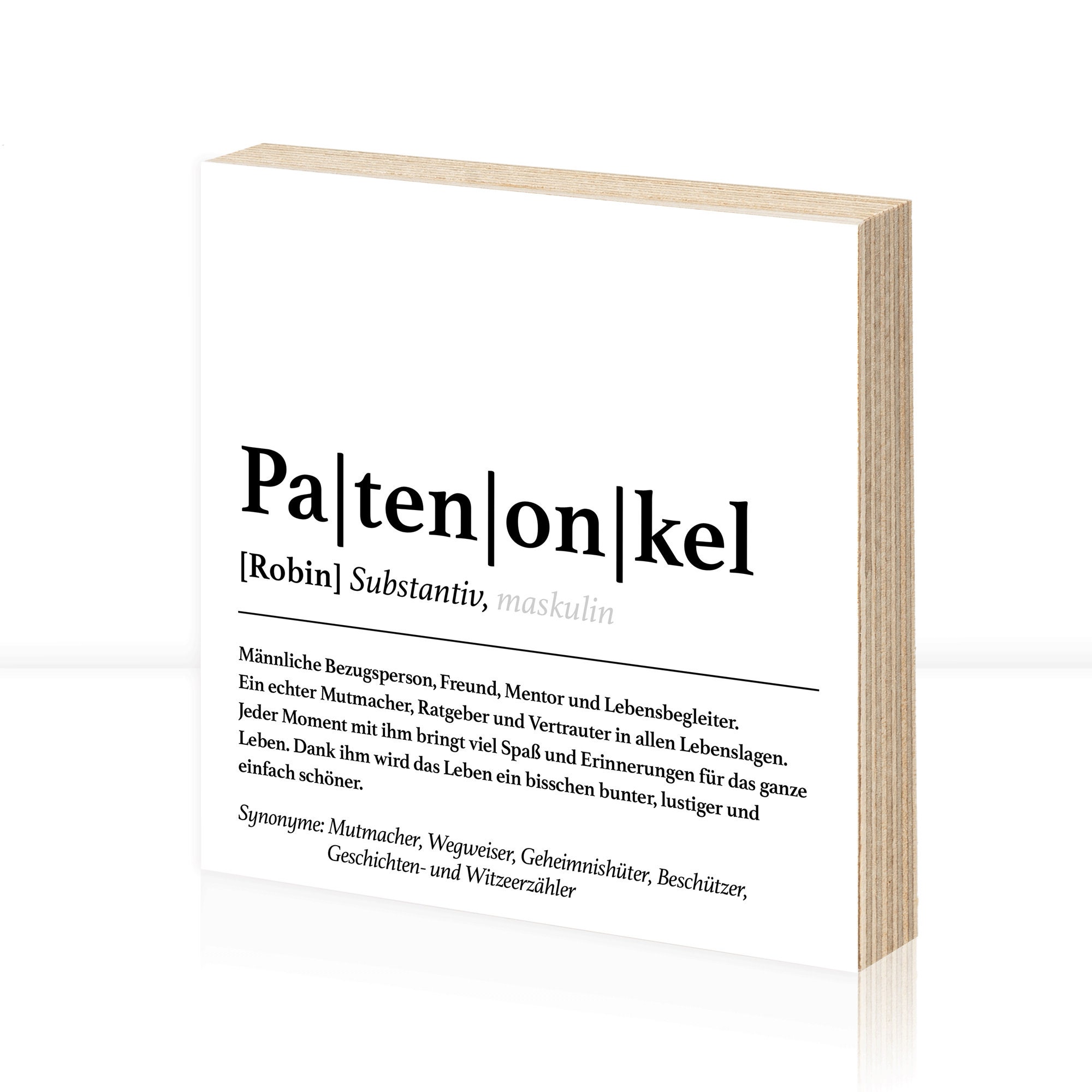 Patenonkel Definition | Personalisiertes Geschenk | Holzbild zur Taufe