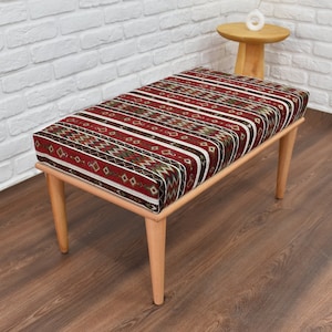 banco otomano/banco nômade com tapete kilim/banco estofado/banco decorativo/cadeira otomana/assento de entrada/mesa de centro